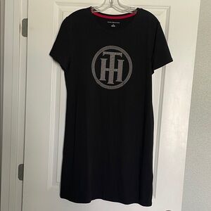 Tommy Hilfiger Black Dress with Gold Logo Size Large NWOT